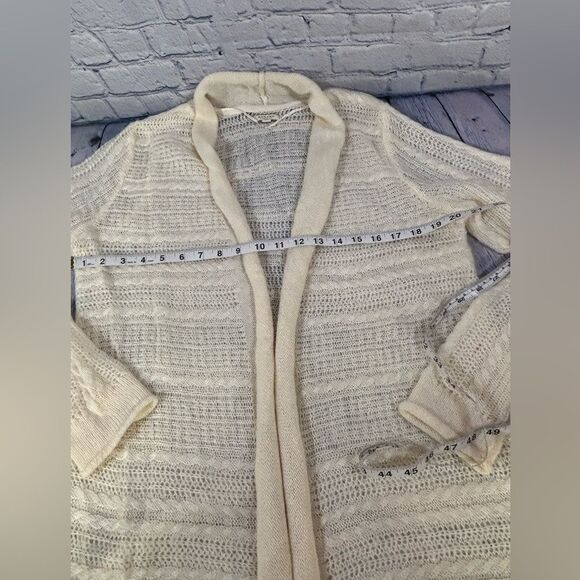 Sonoma Lightweight Cream Open Shawl Collar Classic Casual Cardigan Sweater L - Picture 6 of 7